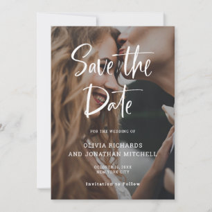 Modern and Elegant White Custom Photo Wedding Save The Date