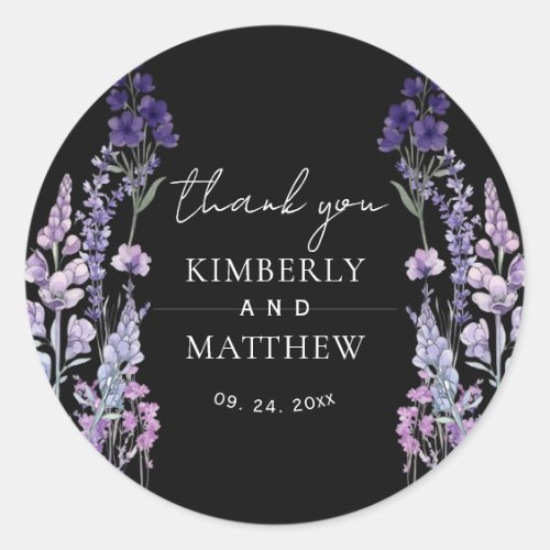 Modern and Elegant Wildflower Rustic Wedding Classic Round Sticker