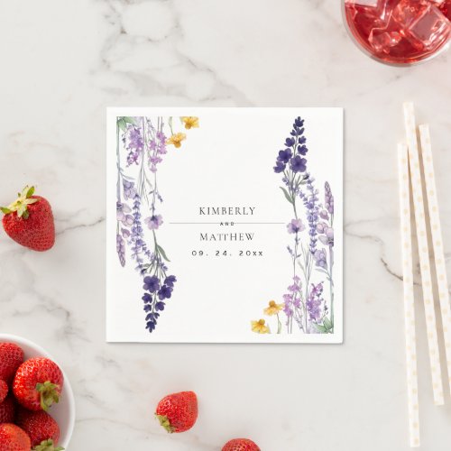 Modern and Elegant Wildflower Rustic Wedding Napkins