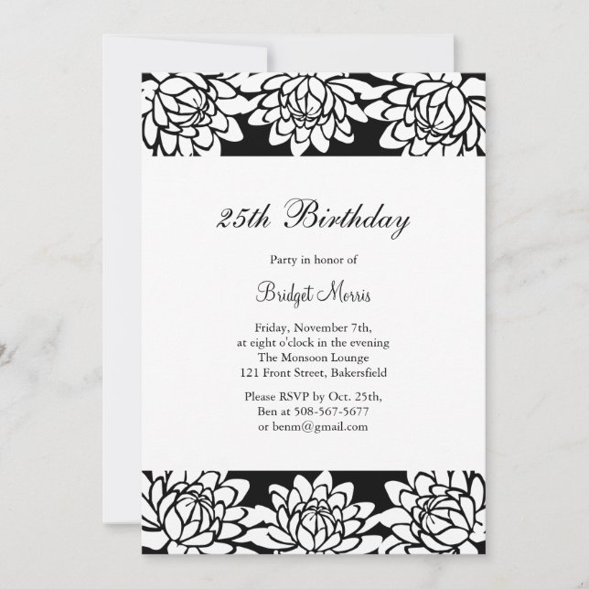 Modern and Floral Birthday Party Invitation (Front)
