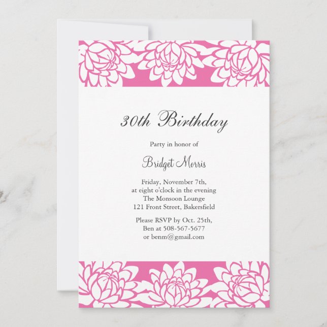 Modern and Floral Birthday Party Invitation (Front)