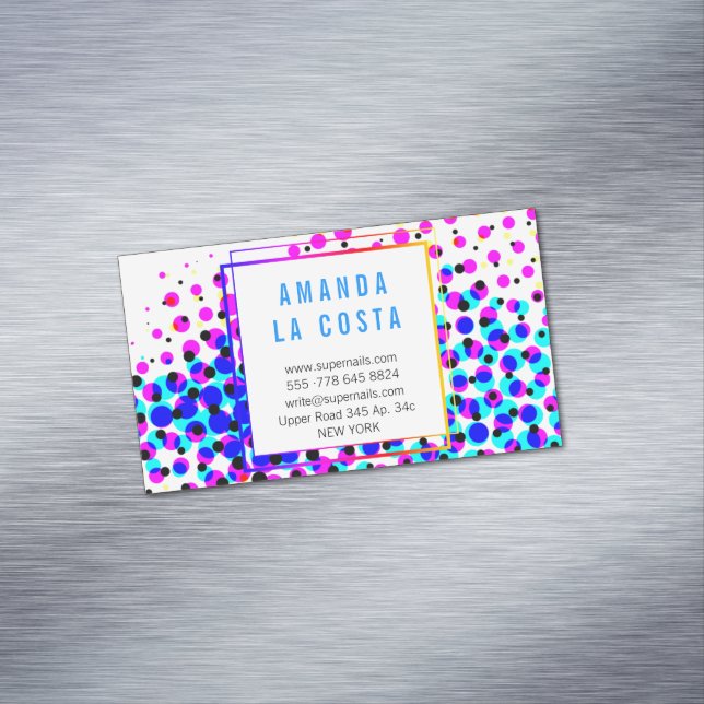 Modern and full of color business card magnet (In Situ)
