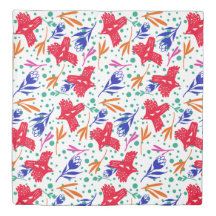 Modern and fun pattern of birds and flowers