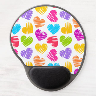 Modern and Girly Vibrant Doodled Hearts Pattern Gel Mouse Pad