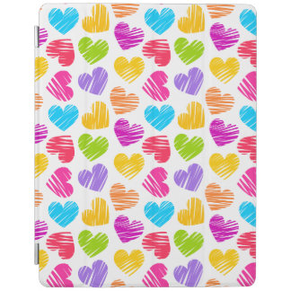 Modern and Girly Vibrant Doodled Hearts Pattern iPad Smart Cover