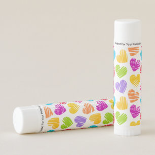 Modern and Girly Vibrant Doodled Hearts Pattern Lip Balm