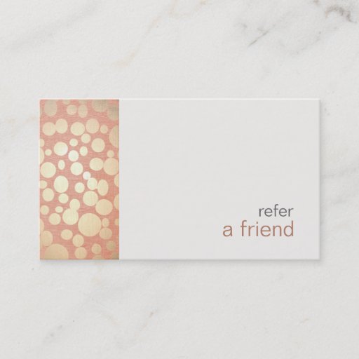 Customizable Modern and Hip Gold Refer A Friend Coupon Salon Business Card Template