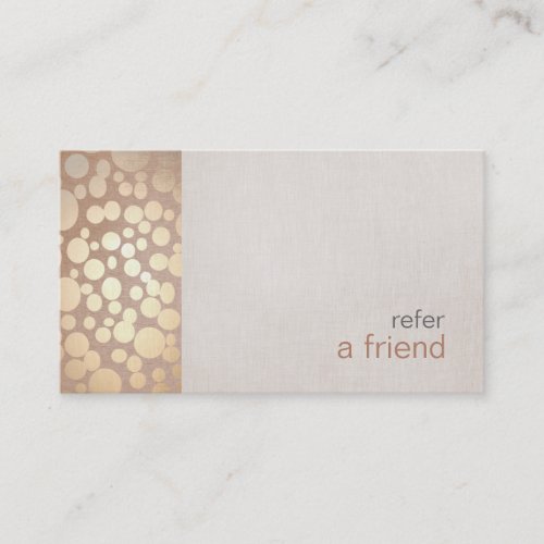 Modern and Hip Gold Refer A Friend Coupon Salon Business Card