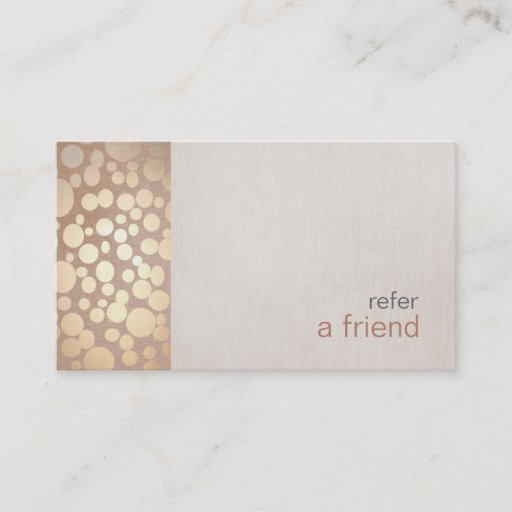 Customizable Modern and Hip Gold Refer A Friend Coupon Salon Business Card
