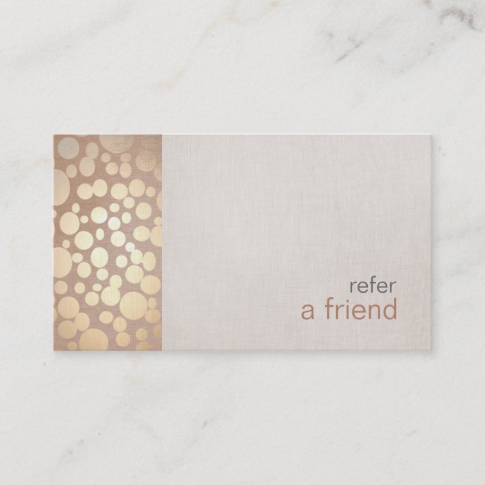 Modern and Hip Gold Refer A Friend Coupon Salon Referral Card | Zazzle.com