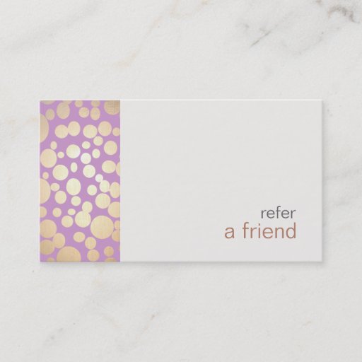 Customizable Modern and Hip Gold  Refer A Friend Coupon Salon Business Card