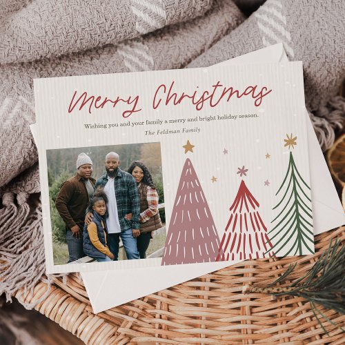Modern and Merry Christmas Tree Photo Cards