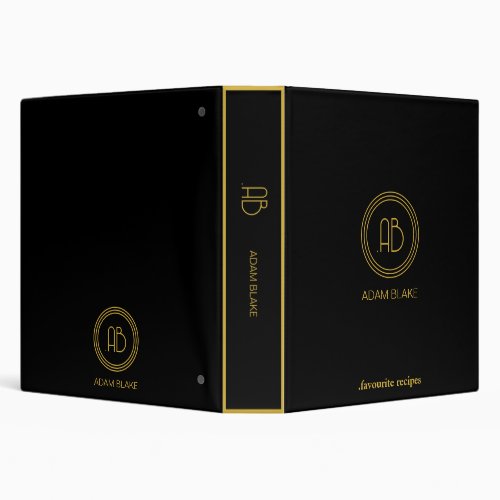 Modern and Minimal black and Golden 3 Ring Binder