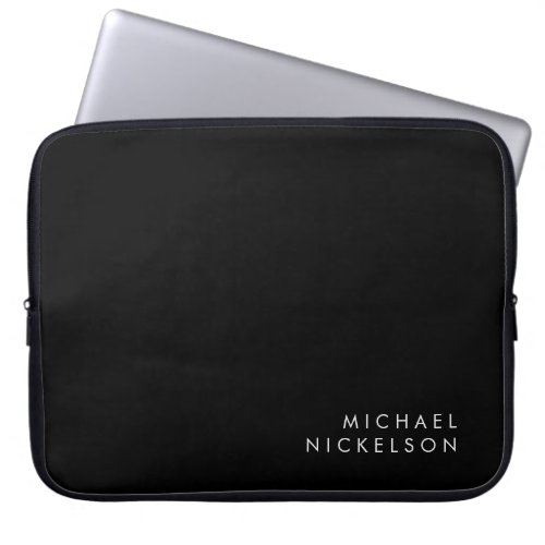Modern and Minimal Black and White  Add your Name Laptop Sleeve