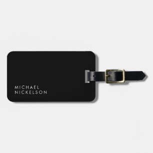 Modern and Minimal Black and White Add your Name Luggage Tag