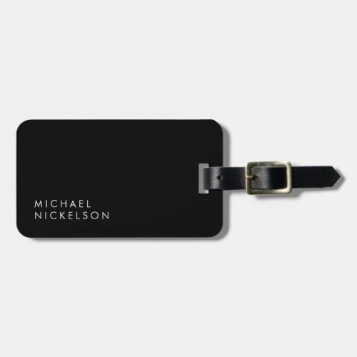Modern and Minimal Black and White  Add your Name Luggage Tag