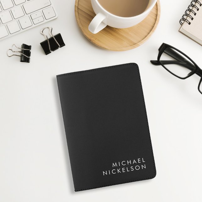 Modern and Minimal Black and White | Add your Name Passport Holder (Creator Uploaded)