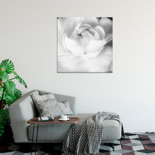 Modern and Minimal Black and White Floral - Flower Canvas Print