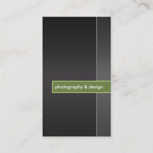 Customizable modern and minimal black &amp; lime green photography business card template