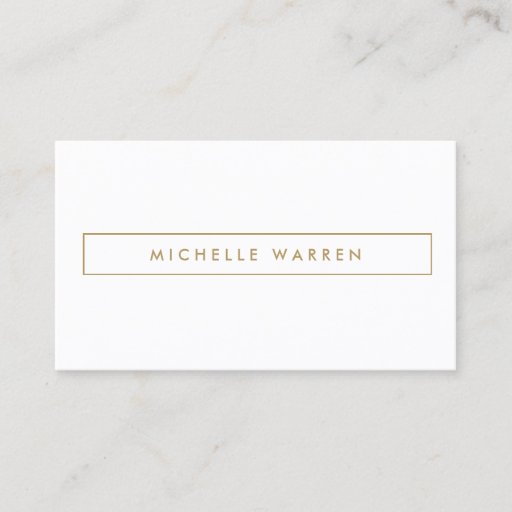 Customizable MODERN and MINIMAL Boxed Name Logo in Gold Business Cards