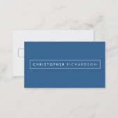 MODERN and MINIMAL Boxed Name Logo on Blue Business Card (Front/Back)