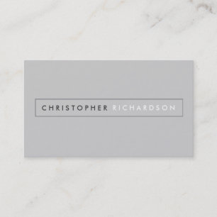 MODERN and MINIMAL Boxed Name Logo on Gray Business Card