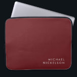 Modern and Minimal Burgundy | Add your Name Laptop Sleeve<br><div class="desc">This professional,  modern design features your name in clean white text on a burgundy marsala background.</div>