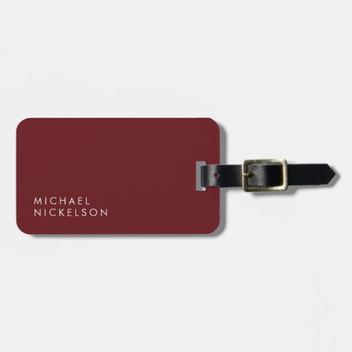 Modern and Minimal Burgundy  Add your Name Luggage Tag