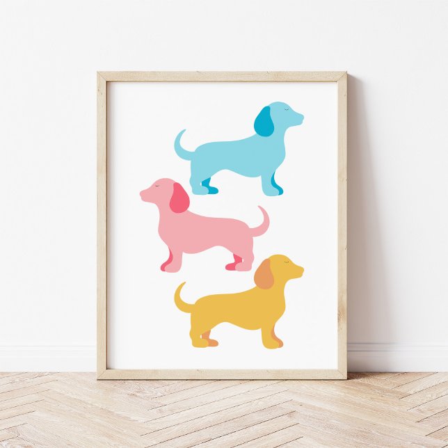 Modern and Minimal Dachshund Dog Collage Nursery Poster (Creator Uploaded)