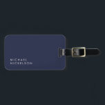 Modern and Minimal Dark Navy Blue | Add your Name Luggage Tag<br><div class="desc">This elegant,  modern luggage tag features your name in clean white text on a dark navy blue background.</div>