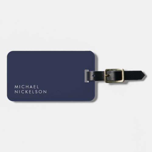 Modern and Minimal Dark Navy Blue  Add your Name Luggage Tag