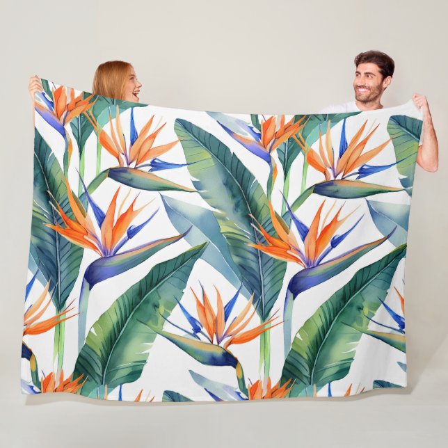 Modern and minimal hawaiian bird of paradise  fleece blanket (In Situ)
