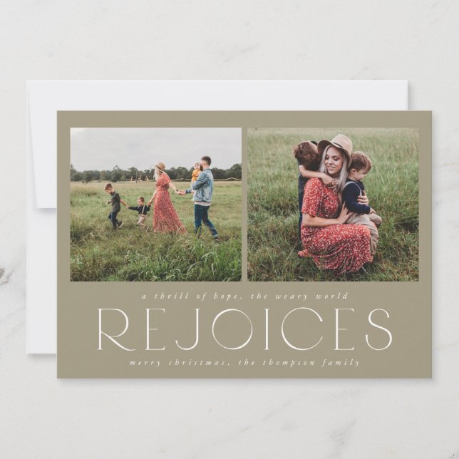 Modern and Minimal Holiday Photo Card in Taupe (Front)