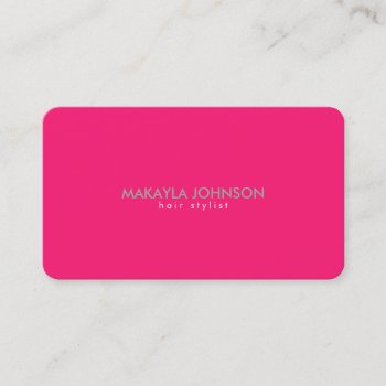 Modern And Minimal Hot Pink Hair Stylist Appointment Card by eatlovepray at Zazzle
