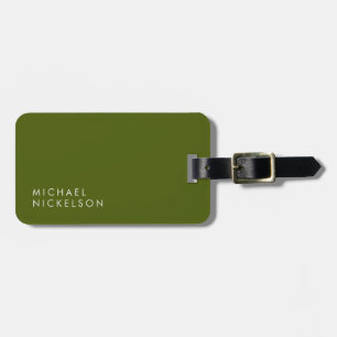 Modern and Minimal Olive Green Add your Name Luggage Tag