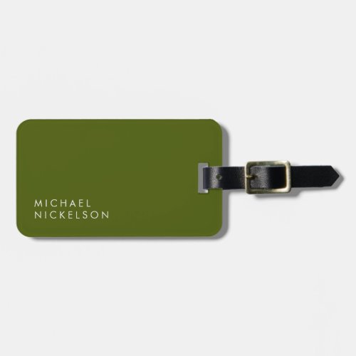 Modern and Minimal Olive Green | Add your Name Luggage Tag
