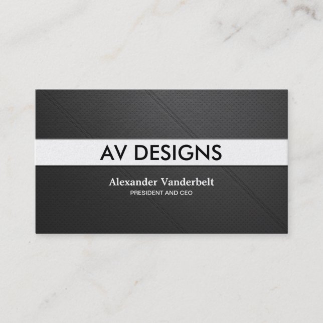 Modern and Minimal perforated leather Professional Business Card (Front)