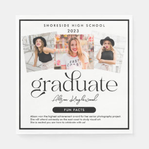 Modern and Minimal Photo Graduation Fun Facts Napkins