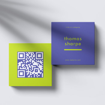 Modern And Minimal Qr Code Backer Square Business Card by businessessentials at Zazzle