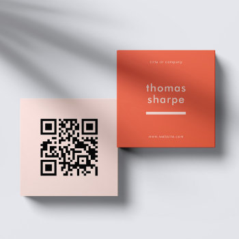 Modern And Minimal Qr Code Backer Square Business Card by businessessentials at Zazzle