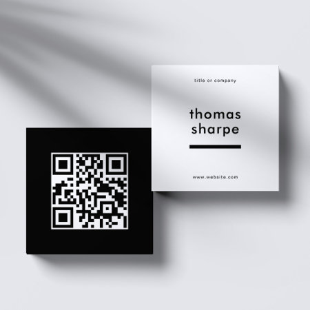 Modern And Minimal Qr Code Backer Square Business Card