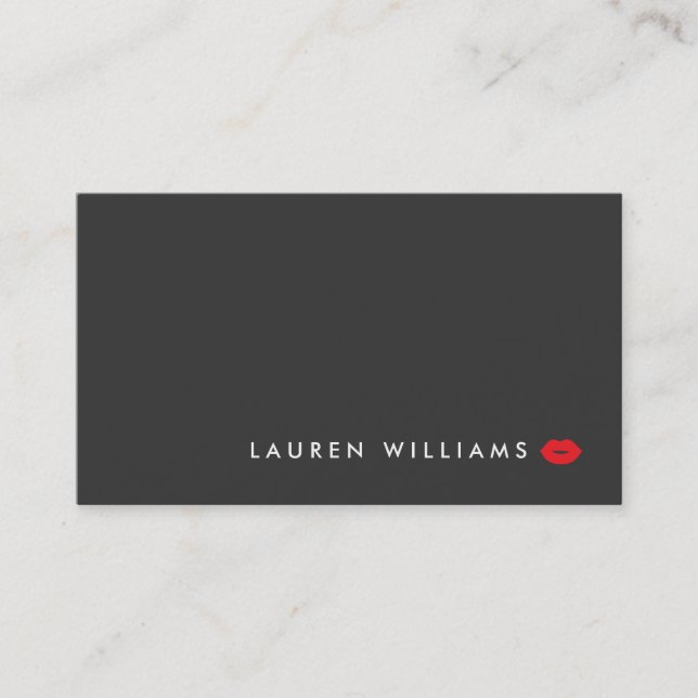 Modern and Minimal Red Lips Beauty Business Card (Front)
