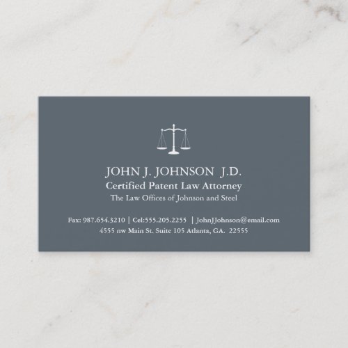 Modern and Minimal Slate Grey Attorney Business Card