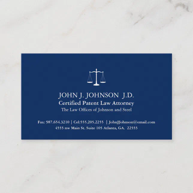 Modern and Minimal Solid Navy Attorney Business Card | Zazzle