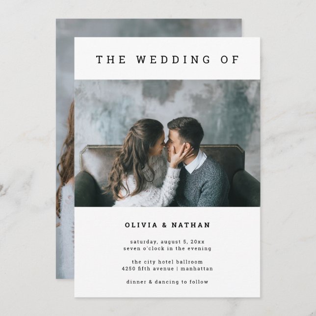 Modern and Minimal | Two Photo Wedding Invitation (Front/Back)