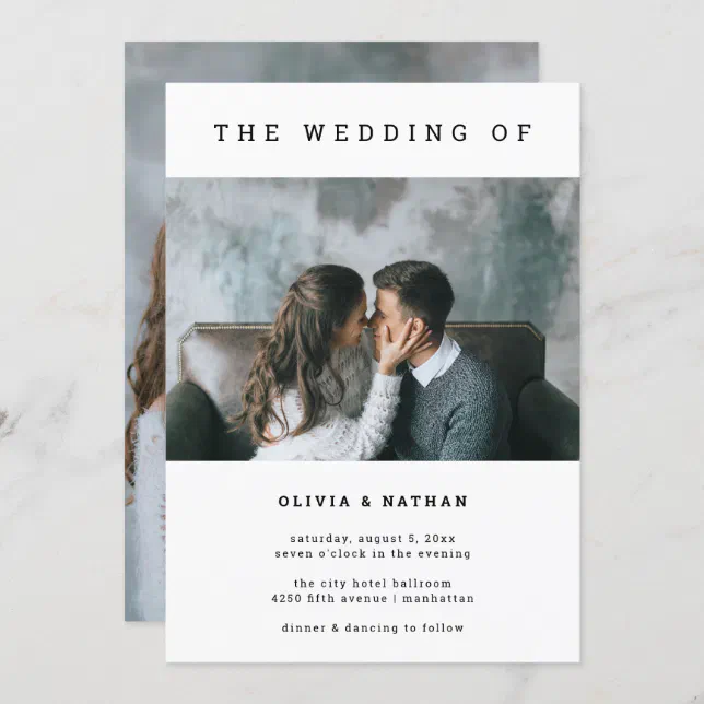 Modern and Minimal | Two Photo Wedding Invitation | Zazzle