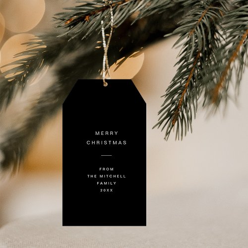 Modern and Minimal Typography  Black Christmas Gift Tags