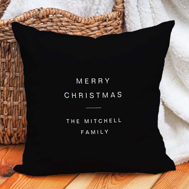 Modern and Minimal Typography | Black Christmas Throw Pillow (Creator Uploaded)