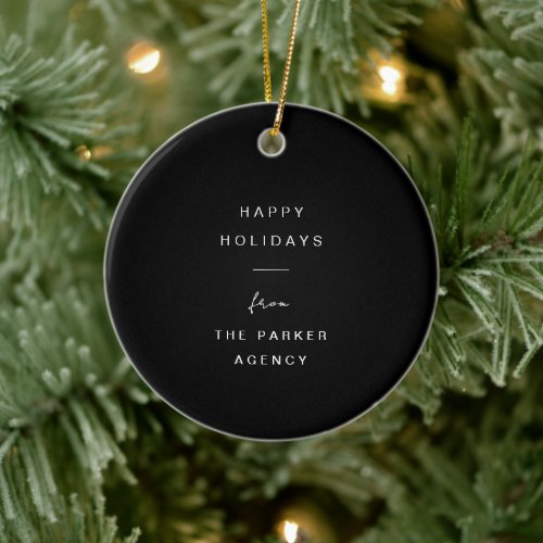 Modern and Minimal Typography  Black Corporate Ceramic Ornament