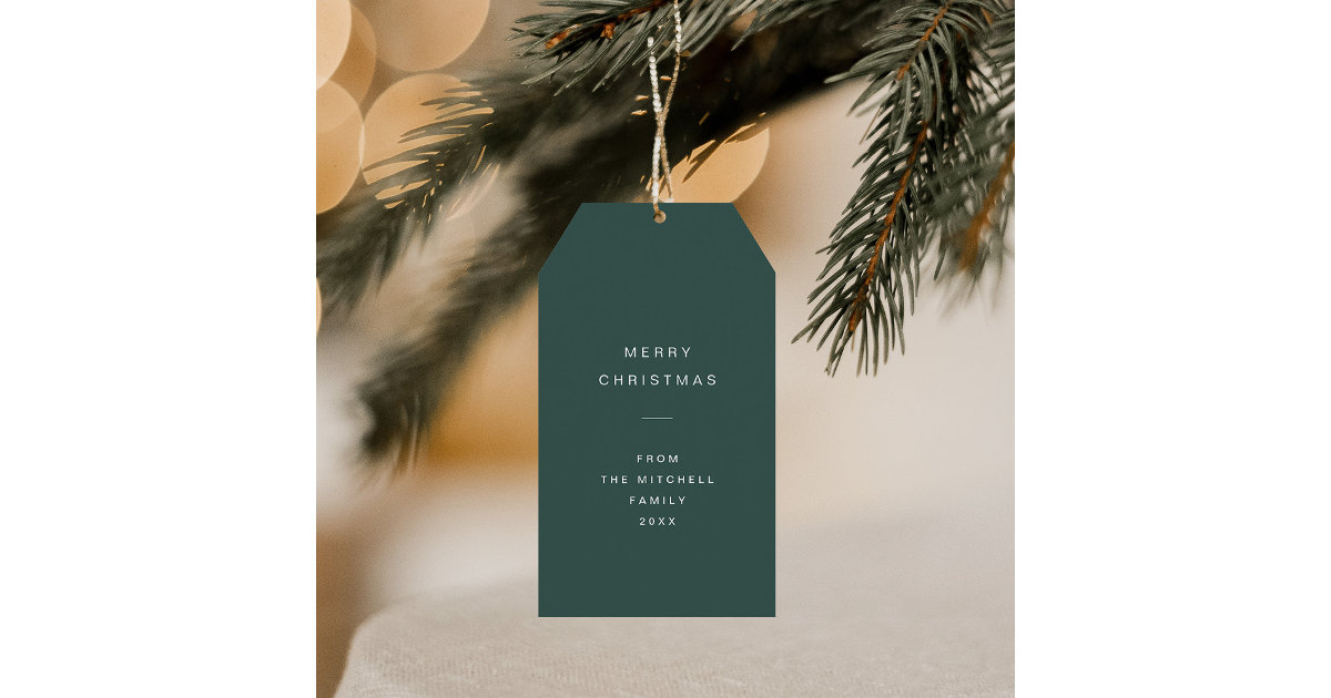 Modern and Minimal Typography Green Christmas Gift Tags Zazzle